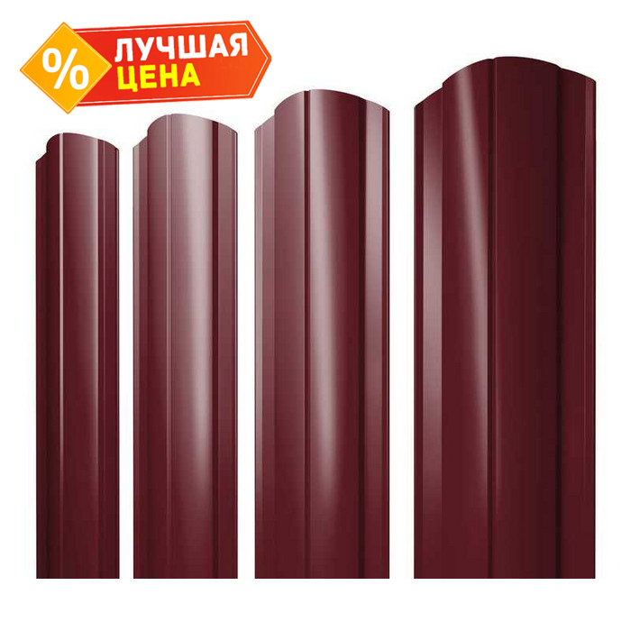 Штакетник Круглый фигурный Grand Line 0,4 Полиэстер RAL3005 Красное Вино