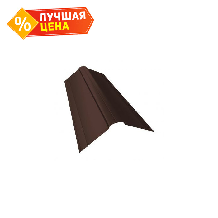Планка конька фигурного 150x150 0,45 PE с пленкой RAL 3009 оксидно-красный