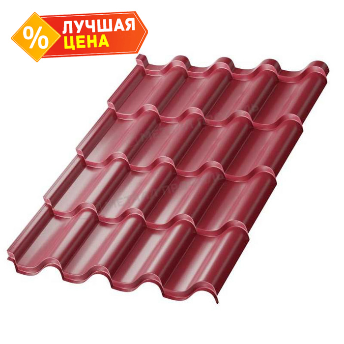 Металлочерепица Металл-Профиль Монтерроса-ML 0,5 NormanMP RAL 3020 Красный насыщенный