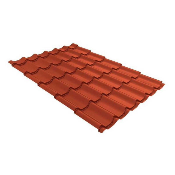 Металлочерепица Grand Line Монтеррей 0,5 GreenCoat Pural Matt BT RAL 8004 Терракота - фото №1